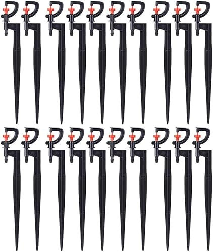 Hydrogarden 20 Stück Gartensprenger, Kunststoff G-Typ 360-Grad-Rotations-Sprinkler Bewässerungssprühdüse, Gartenbewässerungsregner für Stadien Innenhöfe Gartenrasen (50 cm)