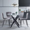GOLDFAN Table à Manger avec 4 Chaises, Table Ronde et 4 Chaises, Ensemble Table en Verre Trempé de Cuisine 4 Personnes, Gris Foncé