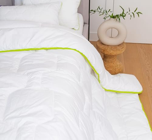 Dedstore-Baby Bambusdecke Bettdecke 135x200cm Baumwolle Bambus Decke Duvet gesteppt Vegan Bett Bed leichte Schlafdecke für Allergiker Weiß geeignet für Pension Hotel Camping Öko-Tex Standard