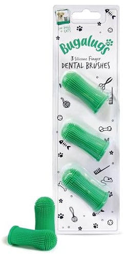 Bugalugs Dog Finger Toothbrush with 360 Degree Bristles- Teeth Cleaning Products Toothbrush & Cat Toothbrush Plaque Remover for Dogs use with Dog Toothpaste & Cat Toothpaste
