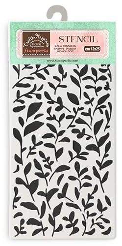 Stamperia - Thick Stencils for Scrapbooking, Albums, Card Making, Bullet Journalling and More, Leaves Pattern, Flexible Material, Easy to Clean, Perfect for Hobbies, Crafts and Gifting (Secret Diary)