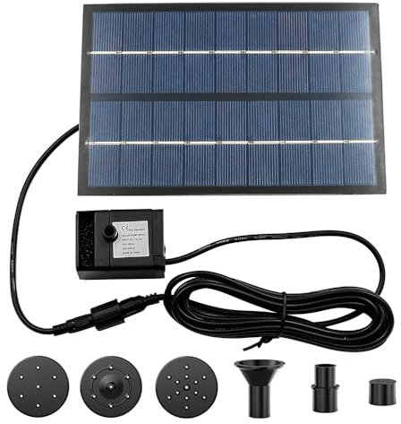 Namvo Fuente Solar de 1,8 W, Fuente Solar de Cristal para baño de pájaros con 8 boquillas, Cable de 9,84 pies, Fuente de Agua Solar para Estanque, Patio, jardín
