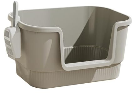 Baoblaze Lettiera Aperta per Gatti, Toilette per Gatti, Extra Large, con Lati Alti, lettiera per Gatti, Toilette per Gatti, sabbiera per Tutti i Tipi di, Grigio