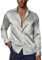 Pailletten Hemd Herren Langarm Glitzer Hemd 70er Jahre mit Passender Fliege Regular Fit XXL Silber Grau