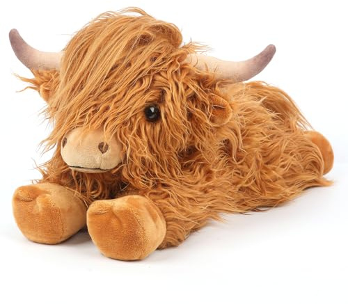 Highland Cow Stuffed Animals, Microwavable Stuffed Animals Heating Pad for Cramps, Pain Stress Relief, Heatable & Coolable Lavender Scented Cow Plush Toy for Anxiety, Women Kid Bedtime Highland Cattle