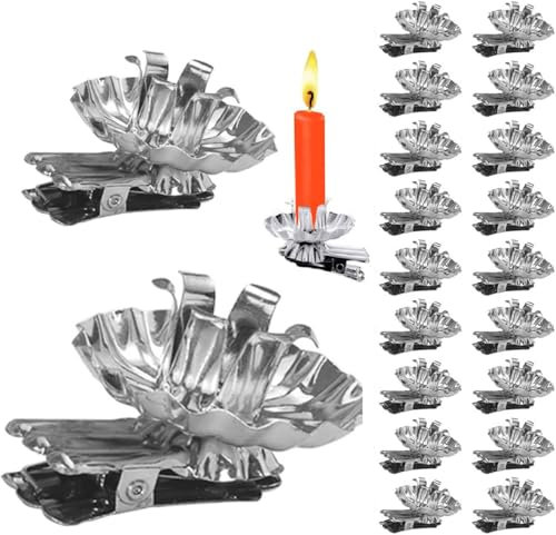 Weihnachtsbaum Baumkerzenhalter, Set von 20,Silberner Weihnachtsbaum Kerzenständer Deko Weihnachten,Geeignet für Weihnachten, Geburtstag,Party