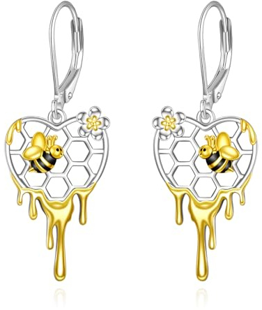 Bienen Ohrringe Geschenke Sterling Silber Hummel und Wabe Ohrhänger Schmuck Weihnachts Geschenke für Damen