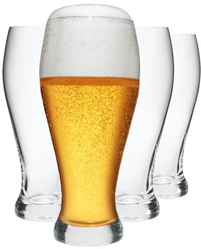 WUITOKI Bicchieri birra, set da 4, 55cl, lavabili in lavastoviglie, cristallino, resistente, boccale da birra