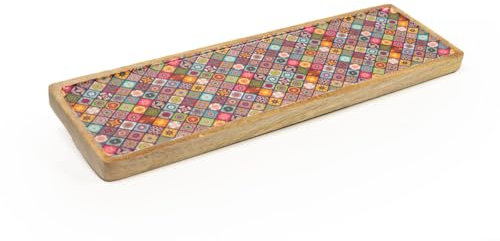 Romimex Snack-Tablett, rot, aus Mangoholz, rechteckig, 50 x 4 x 15 cm