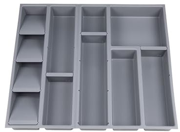 Cofan Organizador de cajones | Adecuado para almacenaje de cubiertos y utensilios | Color: gris | 11 compartimentos | Medidas: 50 x 45 x 6,5 cm