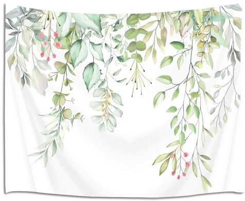 Wandteppich Grüne Pflanzen 250x300 cm Groß Wandteppiche Rebe Mit Blumen und Blättern 3d Druck Wandbehang XXL Tapisserie Wandtuch für Wohnzimmer Schlafzimmer Wohnheim Wanddeko a-426