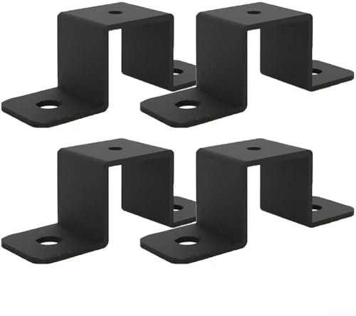 Lot de 4 colliers de serrage carrés en forme de U, supports de fixation murale pour poteaux de clôture, pour renforcer les portes et les fenêtres de maison (5,1 cm)