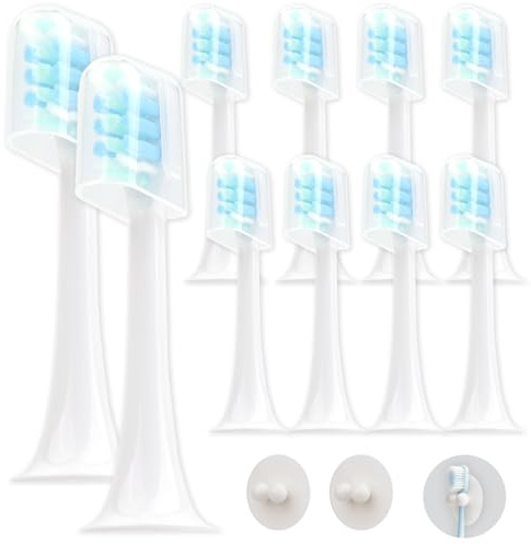 10 PCS Ersatzbürstenköpfe für Xiaomi Mijia Sonic Elektrische Zahnbürste with separate Staubschutzkappe, kompatibel mit Xiaomi MIJIA T300/ T500/ T700, 2 Saugnapf-Zahnbürstenhalter