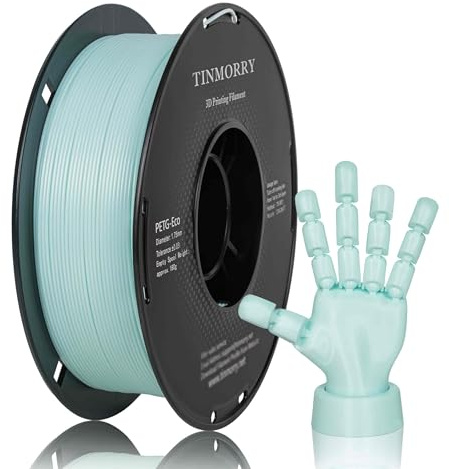 PETG Filament 1.75mm, TINMORRY Rapid PETG-Eco 3D Druck Filament, Kompatibel mit Bambu Lab/Creality K1C / FLASHFORGE Adventurer 5M /Anycubic Kobra 3 / QIDI FDM 3D Drucker, 1 KG 1 Spule, Eisblau