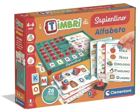Clementoni Sapientino – I Timbri di Sapientino Alfabeto, Gioco Educativo con Schede e Timbri per Imparare Lettere e Parole, Bambini 4-6 Anni, Made in Italy, Lingua Italiana, 16693