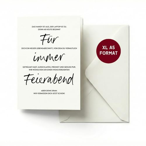 heaven+paper® XL Grußkarte Kollegen DIN A5 mit Umschlag I XXL Grußkarte Abschied I Glückwunschkarte Ruhestand I Grußkarte Rente, Gute Besserung, persönlich individuell (Feierabend)