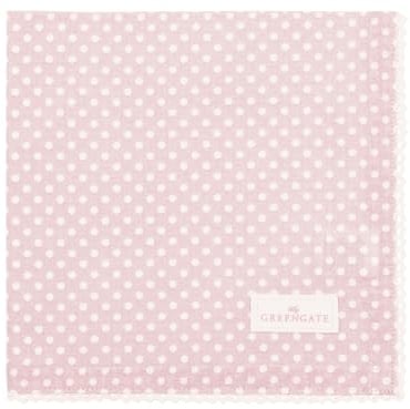 GreenGate Dotty Stoffserviette mit Spitze Pale pink 40x40cm