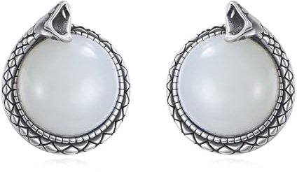 DAYLINLOVE Jade Ohrringe 925 Sterling Silber Schlange Ohrstecker Jade Schmuck Geschenke für Damen Frauen Mädchen