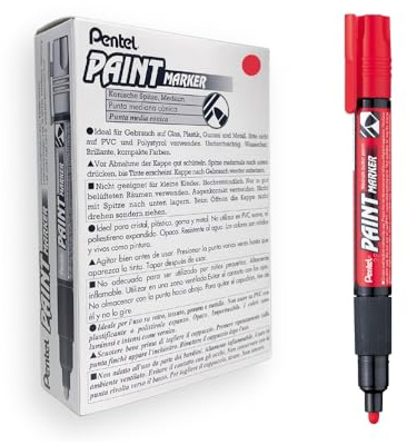 Pentel MMP20-BO Permanent-Marker 2,0 mm Rundspitze Lackmarker, 12 Stück, rot