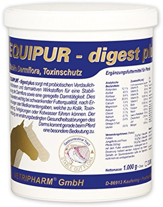 Equipur - Digest Plus | 1 kg | Ergänzungsfuttermittel für Pferde zur Unterstützung der Darmflora | Mit probiotischen Verdaulichkeitsförderern und darmregulierenden Kräutern