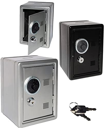 alles-meine.de GmbH 1 Stück Tresor Schrank - Spardose - mit Schlüssel & Zahlenschloss/Zählwerk - stabile Sparbüchse für die Reisekasse - aus Metall - schwarz/rot/blau/g..