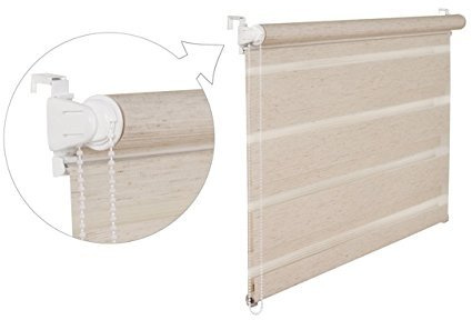 DOPPELROLLO DUOROLLO 55 CM BREIT 200 CM LANG Natur INKL. SEILZUG FENSTERROLLO KLEMMROLLO JALOUSIE