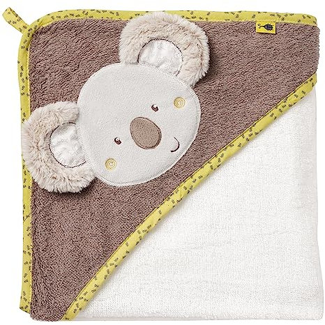 Fehn 064179 Kapuzenbadetuch Australia – Bade-Poncho aus Baumwolle mit süßem Koala für Babys und Kleinkinder ab 0+ Monaten – Maße: 80 x 80 cm