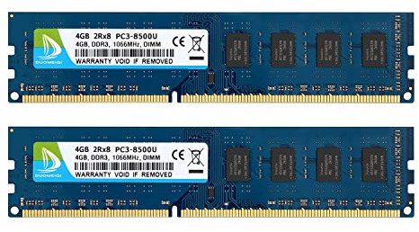 DUOMEIQI Kit de 8GB (2X 4GB) CL7 2RX8 DDR3 1066MHz DIMM PC3-8500 1.5v (240 Pin) Memoria RAM de Escritorio sin búfer sin ECC Módulo Compatible con el Sistema Intel AMD