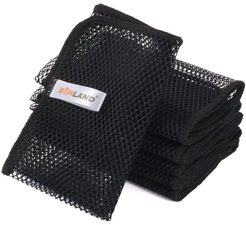 SUNLAND Netted Mesh Dish Cloths for Washing Dishes 6 Pack 12x12Inch Black
