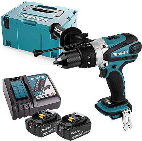 Makita DHP458 18V Combi Drill with 2 x 6.0Ah Batteries, Charger, Case & Inlay
