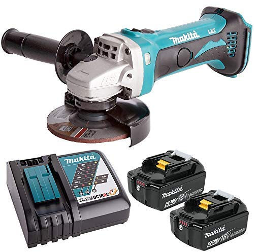 Makita DGA452 18v 115mm Angle Grinder with 2 x 6.0Ah Batteries & Charger