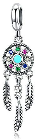 Charm-Anhänger Traumfänger aus 925er Sterlingsilber, für Pandora-Charm-Armbänder (A)