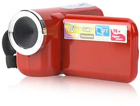Kids Digital Video Camera, 1080P 16M 16X Digital Zoom DV Recording Camcorder with 2Inch TFT LCD Sceen for Photography Shooting(Red)