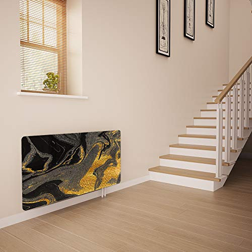 Glass Radiator Cover Printed - Black Gold - Made by Premier Range in 620mm Wide x 640mm High