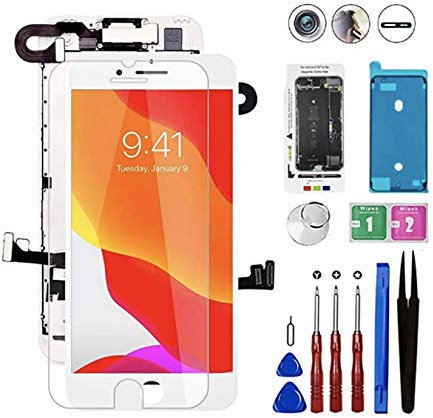 Allfixparts Schermo sostitutivo per iPhone 8, display LCD touch screen 3D, montaggio completo con sensore di prossimità, altoparlante auricolare e fotocamera frontale (bianco)