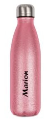 DECOHO Bouteille Isotherme Personnalisable en Acier Inoxydable 500 ml Rose Pailleté