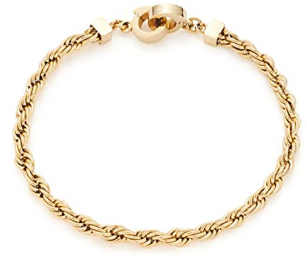 JEWELS BY LEONARDO Armband Clip & Mix Cordula • schlichte Arm-Kette aus goldfarbenem Edelstahl • geflochtene Kordel • 18,5 cm Länge • Geschenk Damen Schmuck • 021803