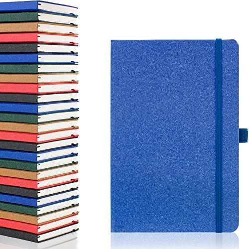 Notes London Taccuino ecologico formato A5, con pagine a righe e segna data, 100% carta riciclata, nastro, passante per penna e fascia, copertina rigida (blu)