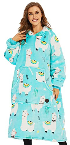 THREE POODLE Felpa Coperta Oversize Donna，Felpa Pile Giganti Coperta con Maniche e Cappuccio, Coperta pile con Maniche, Felpe di Pile Taglia Unica