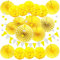 ZERODECO Party Dekoration Papier Pompoms, Gelb Aufhängen Fächer Dreieckige Wimpel und hängende Glitter Punkt Papier Girlande Dekorpapier für Party Hochzeit Geburtstag