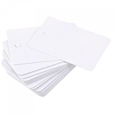 sourcing map Etiquetas de Envío Vacío Plástico Impermeable con Agujero de Ojal, para Producto Identificación Etiquetas, Válvula Marcado, Exterior Etiquetado, 40 x 60mm Blanco Paquete de 50