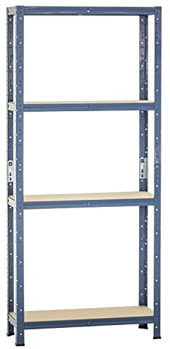 Dysell Schwerlast-Regal 180x75x30 (4HB/175) - Blau - 4 extrastarke HDF-Böden - 700kg Tragkraft - Steckregal für Lager, Garage, Keller, Werkstatt
