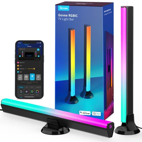 Govee Barre LED RGBIC, Double Perles Lumineuses et 38cm Rétroéclairage TV WiFi Barre, plusieurs Options de Placement, pour TV 45-70 pouces, Fonctionne avec Alexa et Google Assistant, Couleur Noire