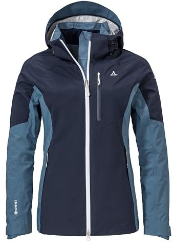Schöffel Damen 2L Jacket Gaschurn L, Outdoorjacke mit wasserdichter, atmungsaktiver Membran, Winter Wanderjacke mit Unterarmbelüftung, Kapuze und Taschen, bering sea, 42