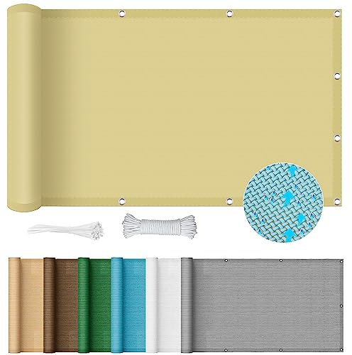 Sonnensegel Atmungsaktiv Sonnenschutz 4 x 5 m Rechteckig Atmungsaktiv UV Schutz Segeltuch Pergola Sonnenschutz für Garten Terrasse Camping, Creme Farben