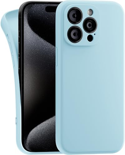 MyGadget Cover per iPhone 15 Pro Max - Custodia Protettiva in Silicone Morbido – Case TPU Flessibile - Ultra Protezione Antiurto & Antiscivolo Blu pallido