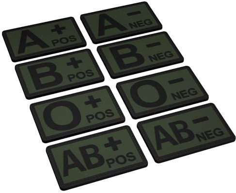 Patch Force - Patch Blutgruppe - Taktisches Rubber Patch Blutgruppe 0- (Farbe: Oliv) als Ausrüstung für Bundeswehr, Polizei, Feuerwehr und Militär - PVC Rubber Klett Patch 5cm x 3cm