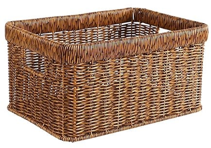 rockible Aufbewahrungskorb aus Rattanimitat, gewebter Organizer, Wäsche-Organizer, Aufbewahrungsbehälter für Bauernhaus, 40 cm x 30 cm x 20 cm