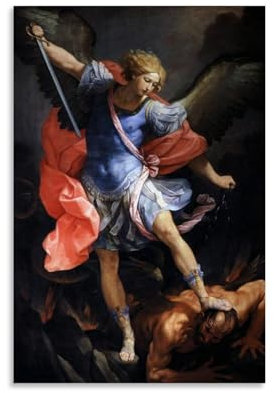 Guido Reni Malerwerke, St. Michael Erzengel, 1636, Poster, Kunstdruck, Wandfoto, Farbe, hängendes Bild, Familie, Schlafzimmer, Dekoration, Geschenk, 30 x 45 cm