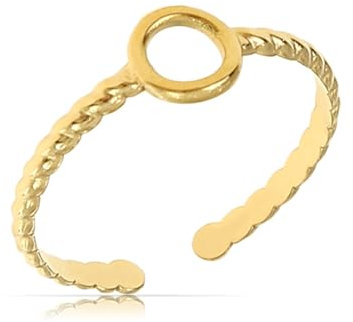 Made by Nami Filigraner Boho Edelstahl Ring Gold Geschenk Damen Schmuck Vintage Größenverstellbar & Wasserfest (Kreis)